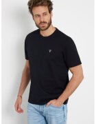 GUESS Tricou de bumbac cu decolteu la baza gatului - Negru
