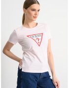 GUESS Tricou din bumbac cu imprimeu logo - Rosu/Alb/Roz pastel