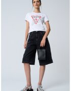 GUESS Tricou din bumbac cu imprimeu logo si aplicatie cu margele - Alb optic/Rosu vermillion