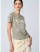 GUESS Tricou din bumbac cu imprimeu logo si aplicatie cu margele - Verde pal