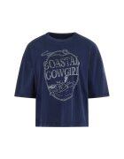 GUESS Tricou din bumbac cu imprimeu text si aplicatii cu strasuri - Alb/Bleumarin