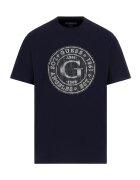 GUESS Tricou din bumbac cu logo brodat - Negru/Gri deschis