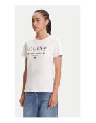 GUESS Tricou din bumbac cu logo frontal - terminatie striata si decolteu la baza gatului