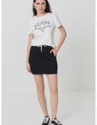 GUESS Tricou din bumbac cu logo - Negru/Alb murdar