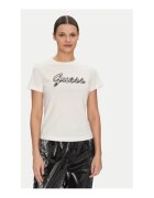GUESS Tricou din bumbac organic cu imprimeu logo si decolteu la baza gatului -
