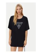 GUESS Tricou lung din vascoza - negru