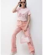 GUESS Tricou regular fit cu imprimeu logo - Fucsia/Roz deschis