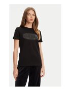 GUESS Tricou regular fit din amestec de bumbac cu strasuri si logo pe piept