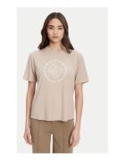 GUESS Tricou regular fit din viscoza cu decolteu la baza gatului si logo brodat pe piept