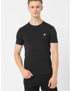 GUESS Tricou slim-fit cu decolteu la baza gatului - Negru