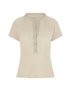 GUESS Tricou striat cu fenta cu nasturi - Maro nisip