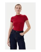 GUESS Tricou uni cu guler scurt