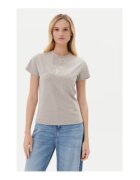GUESS Tricou uni din amestec de bumbac cu decolteu la baza gatului si logo brodat pe piept