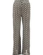 Hailys Pantaloni bootcut cu model geometric - Alb fildes/Negru