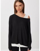 Happiness İstanbul Bluza dama - - cu maneca lunga - decolteu barca - negru