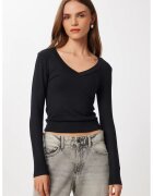 Happiness İstanbul Bluza dama - - slim fit - decolteu in V - negru - textil