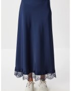 Happiness İstanbul Fusta lunga - - satin - talie elastica - bleumarin