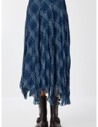 Happiness İstanbul Fusta midi asimetrica - talie inalta - cu fermoar - textil - albastru -