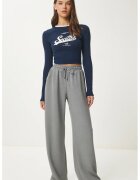 Happiness İstanbul Pantaloni dama - - pantaloni de trening largi - gri carbune - textil