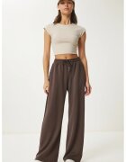 Happiness İstanbul Pantaloni dama - - pantaloni de trening - picior lat - maro - textil