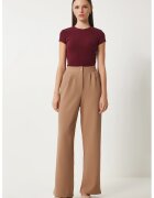 Happiness İstanbul Pantaloni dama - - talie inalta - bej - textil - Bej