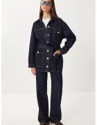 Happiness İstanbul Set jacheta denim si pantaloni wide leg - - denim albastru inchis - croiala moderna - maneci lungi