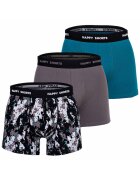 Happy Shorts Set de boxeri Retro - 3 perechi - Albastru petrol/Gri inchis