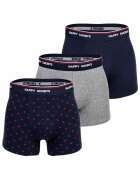 Happy Shorts Set de boxeri Retro - 3 perechi - Rosu/Gri melange/Bleumarin