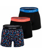 Happy Shorts Set de boxeri Retro - 3 perechi - Rosu/Negru/Albastru royal
