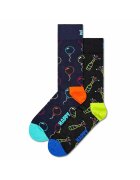 Happy Socks Set de 2 perechi de sosete lungi unisex cu model - Portocaliu/Bleumarin