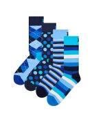 Happy Socks Set de 4 perechi de sosete lungi unisex - Albastru pastel/Albastru glaciar