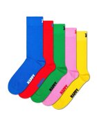 Happy Socks Set de 5 perechi de sosete lungi unisex - Rosu/Verde/Galben