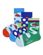 Happy Socks Set de sosete lungi cu model - 3 perechi - Verde/Albastru royal