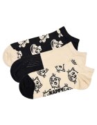 Happy Socks Set de sosete pana la glezna unisex cu imprimeu grafic - 3 perechi - Negru/Alb murdar