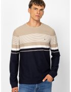 Heavy Tools Bluza cu decolteu la baza gatului si dungi - Maro taupe deschis