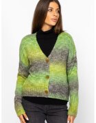 Heavy Tools Cardigan cu model tie-dye si decolteu in V - Verde/Gri inchis