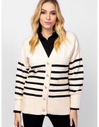 Heavy Tools Cardigan lejer cu model in dungi si maneci cazute - Alb fildes