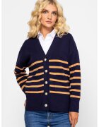 Heavy Tools Cardigan lejer cu model in dungi si maneci cazute - Bleumarin