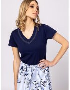 Heavy Tools Tricou cu decolteu in V si strasuri Milgarita - Bleumarin