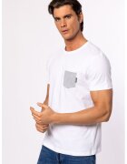 Heavy Tools Tricou cu decolteu la baza gatului si buzunar aplicat pe piept Masso - Alb optic/Gri deschis melange