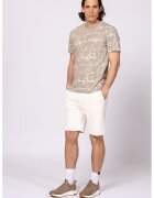 Heavy Tools Tricou cu decolteu la baza gatului si imprimeu - Maro nisip