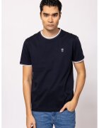 Heavy Tools Tricou cu decolteu la baza gatului si logo discret Milson - Bleumarin