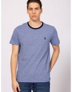 Heavy Tools Tricou cu decolteu la baza gatului si logo discret Montry - Albastru prafuit