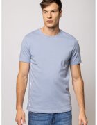 Heavy Tools Tricou cu decolteu la baza gatului si model uni Means - Albastru pastel