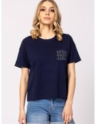 Heavy Tools Tricou cu decolteu rotund si logo de strasuri Mirin - Bleumarin