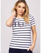 Heavy Tools Tricou cu model in dungi Mirosa - Alb optic/Bleumarin