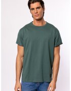 Heavy Tools Tricou de bumbac cu decolteu la baza gatului Meren - Verde feriga