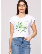 Heavy Tools Tricou lejer din amestec de modal cu imprimeu Mona - Alb optic/Verde deschis