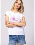 Heavy Tools Tricou lejer din amestec de modal cu imprimeu Mona - Lila/Alb optic