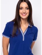 Heavy Tools Tricou polo cu decolteu in V Dinola - Alb/Albastru royal